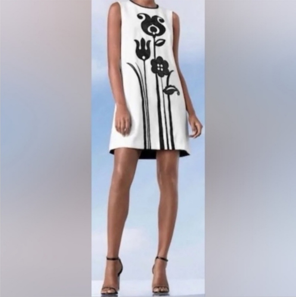 Victoria Beckham for Target Black & White Tulip Floral Print Shift Dress - S - Picture 3 of 12